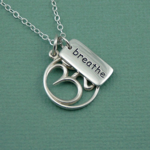 ... Om Charm Necklace - sterling silver handmade yoga jewelry - zen gift