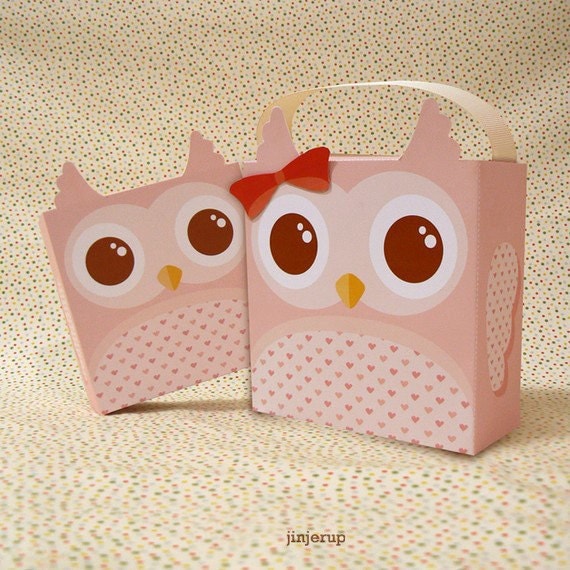 Cute Owl Pink Giftbox Printable PDF