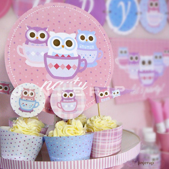 Tea Cup Owl Party Printable PDF
