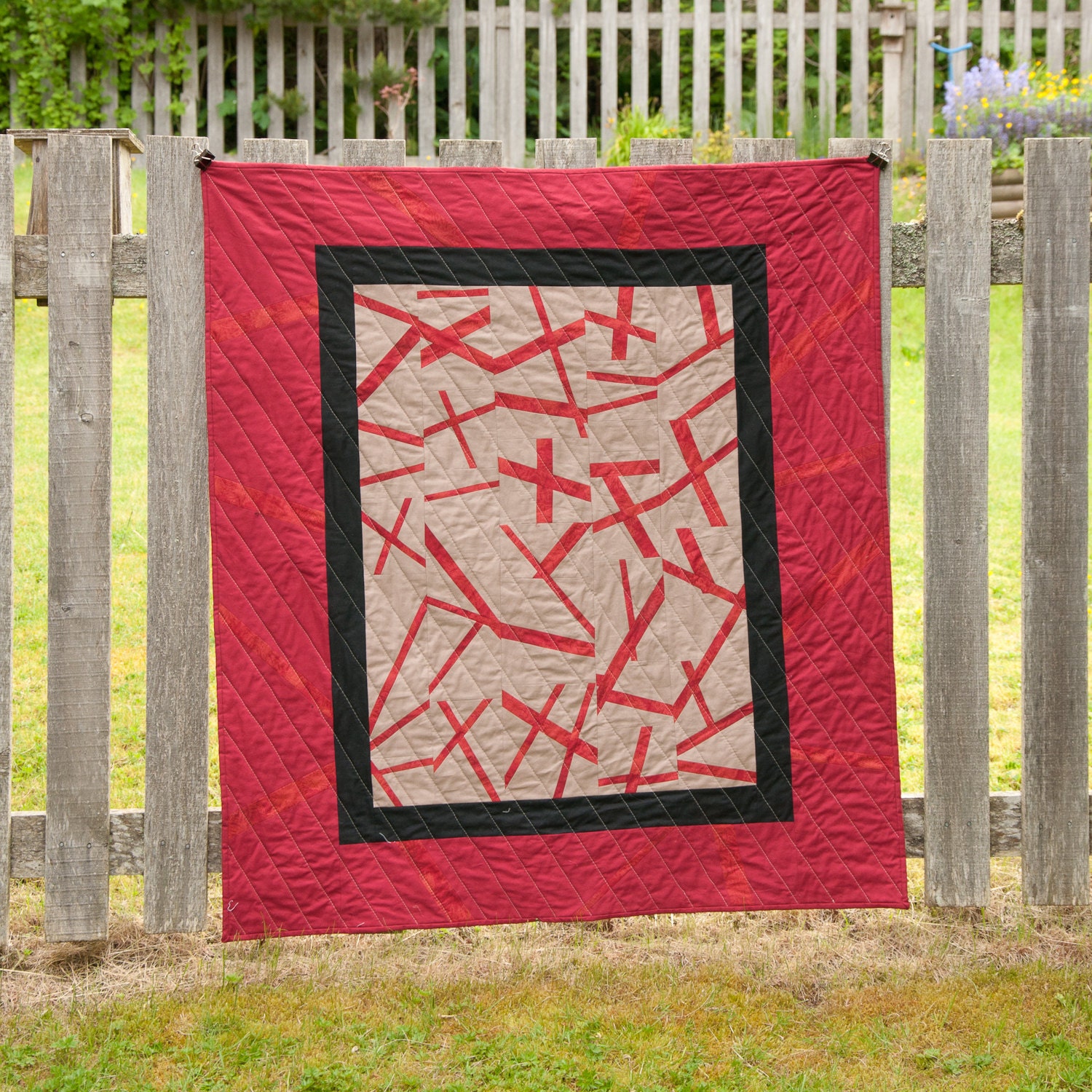 burgundy quilt - black burgundy thrown - lap quilt -