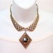 Vintage Fleur De Lis Necklace, Antique Gold Tone Collar Peter Pan Bib Necklace with Crest Celtic Detail Vintage Jewelry Jewellery