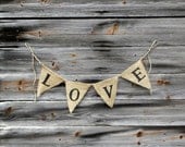 Burlap Bunting Banner, "Love" Rustic Wedding Decor Banner FREE Shipping