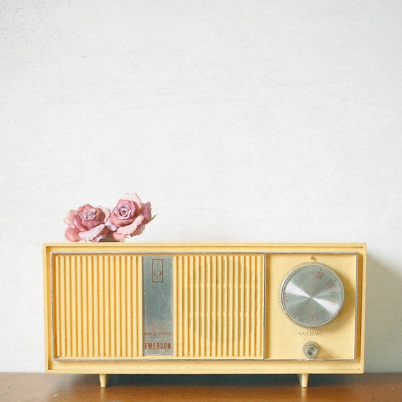 Lovesick - Radio print, music art, romantic art, pink rose, mustard yellow, gift for music lover 8x8 Print