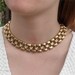 Vintage Glamorous Gold Bookchain Choker with Faceted Clear Stones