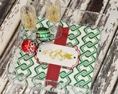 Acrylic Lucite Tray - Green Links Christmas Holiday 12x12 Tray - By A Blissful Nest