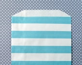 Blue Horizontal Stripe Goody Bags / Favor Bags / Treat Bags (20) - 5 x 7.5 inches