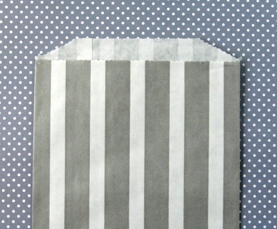 Gray Vertical Stripe Goody Bags / Favor Bags / Treat Bags (20) - 5 x 7.5 inches Il_170x135