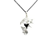 Abstract Silver Black Heart Necklace - Signs
