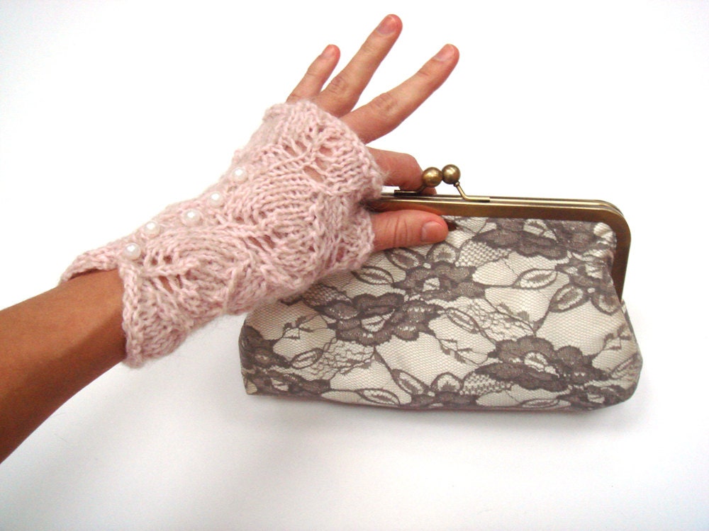 Lace Fingerless Gloves, women armwarmers, knit fingerless mitten gloves
