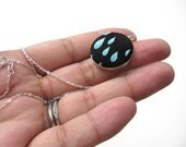 Blue Raindrops Sterling Silver Pendant Necklace Recycled Necktie