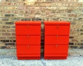 Vintage End Tables In Tangerine