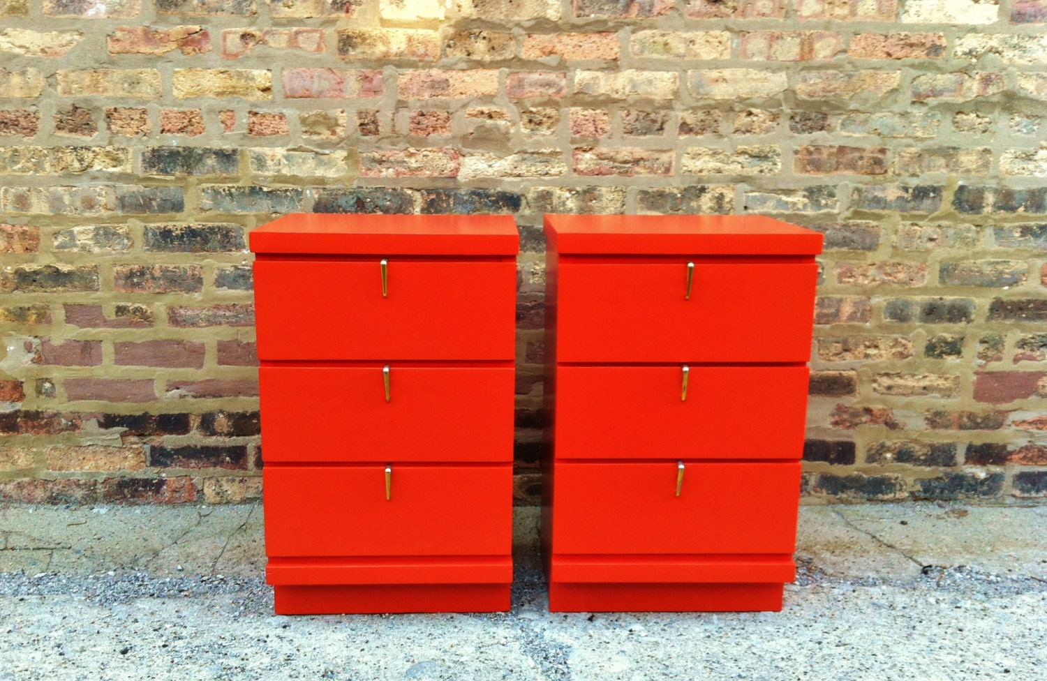 Vintage End Tables In Tangerine