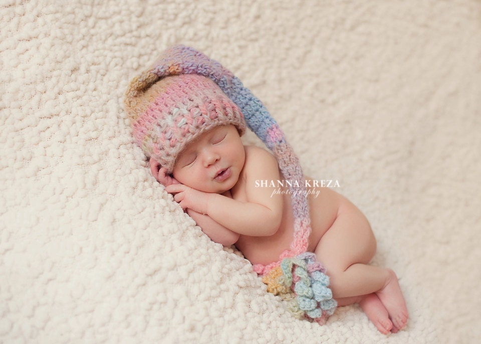 Curly Q Elf Hat Pastel Rainbow