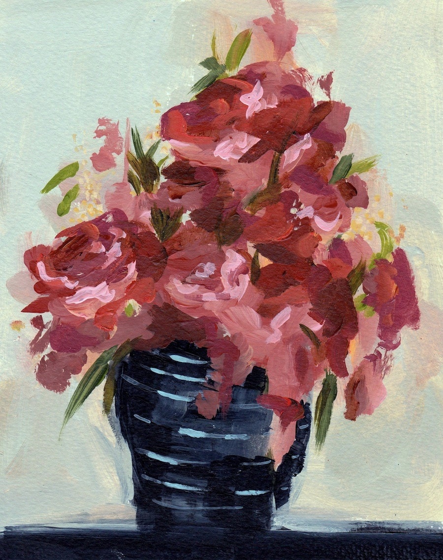 Flowers for Ines . large giclee digital art print of acrylic painting