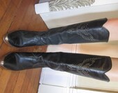 Harry and the Hippe Chic Vintage Black Leather Tall  Eagle Studded Boots