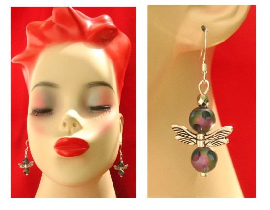 Silver Dragonfly Wings Earrings Handmade Jewelry Women Accessories Fashion NEW