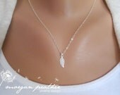 Sterling Silver TIny Leaf Necklace - Little Leaf Pendant Suspended on Sterling SIlver Chain - morganprather