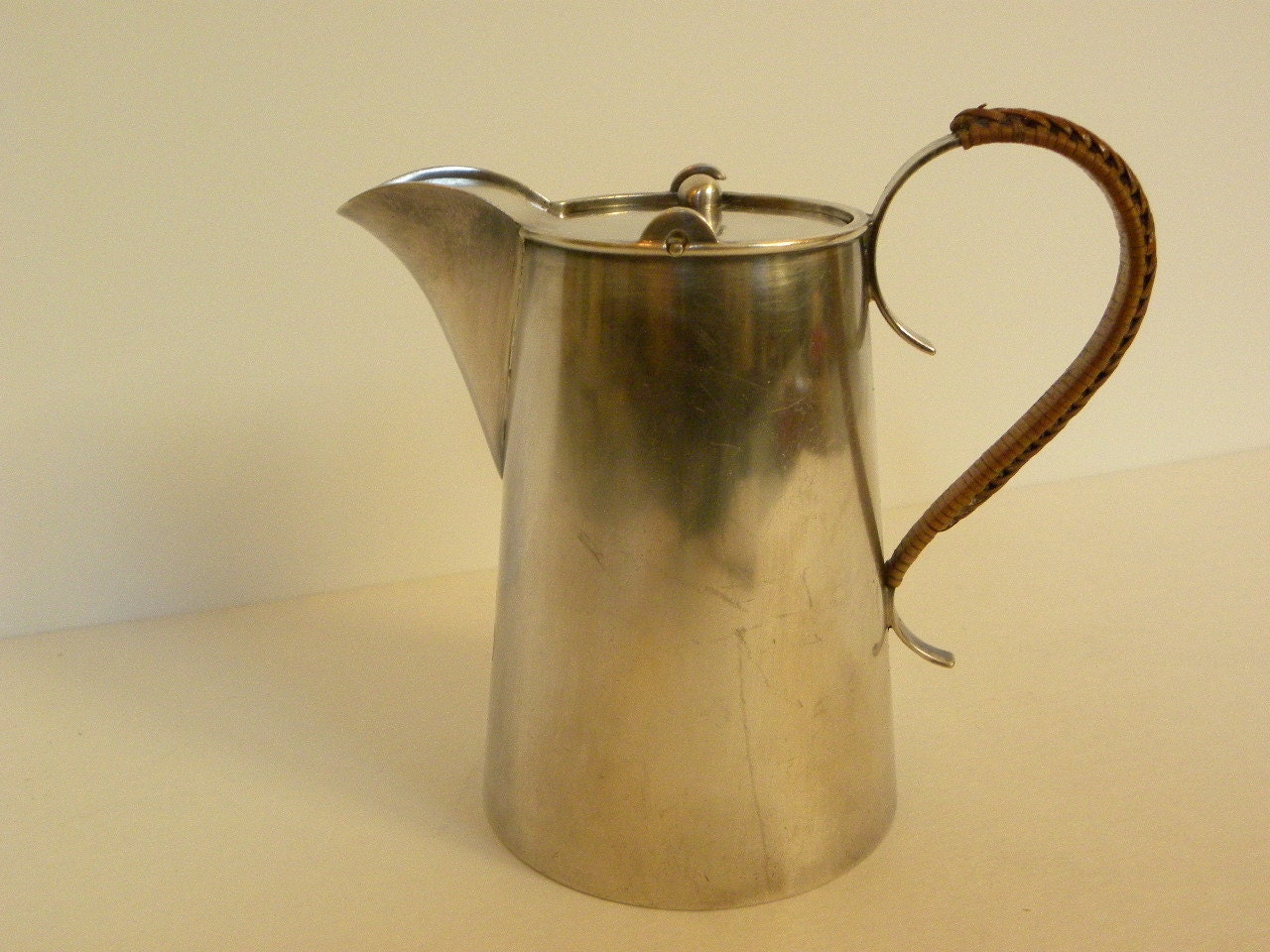 Vintage Reed and Barton Creamer Pitcher -- Silver plate 16 oz. with basket weave wicker handle