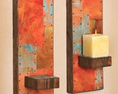 Two Metal and Copper Wall Sconces