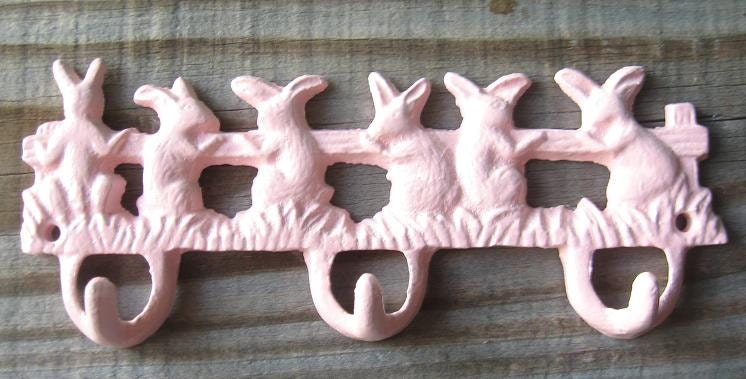 Light Pink Cottage Bunny Rabbit  Wall Hanger/ Hook/Babys Room/Easter Bunny