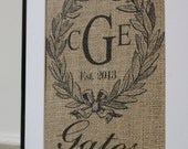 Personalized Wedding Burlap Artwork