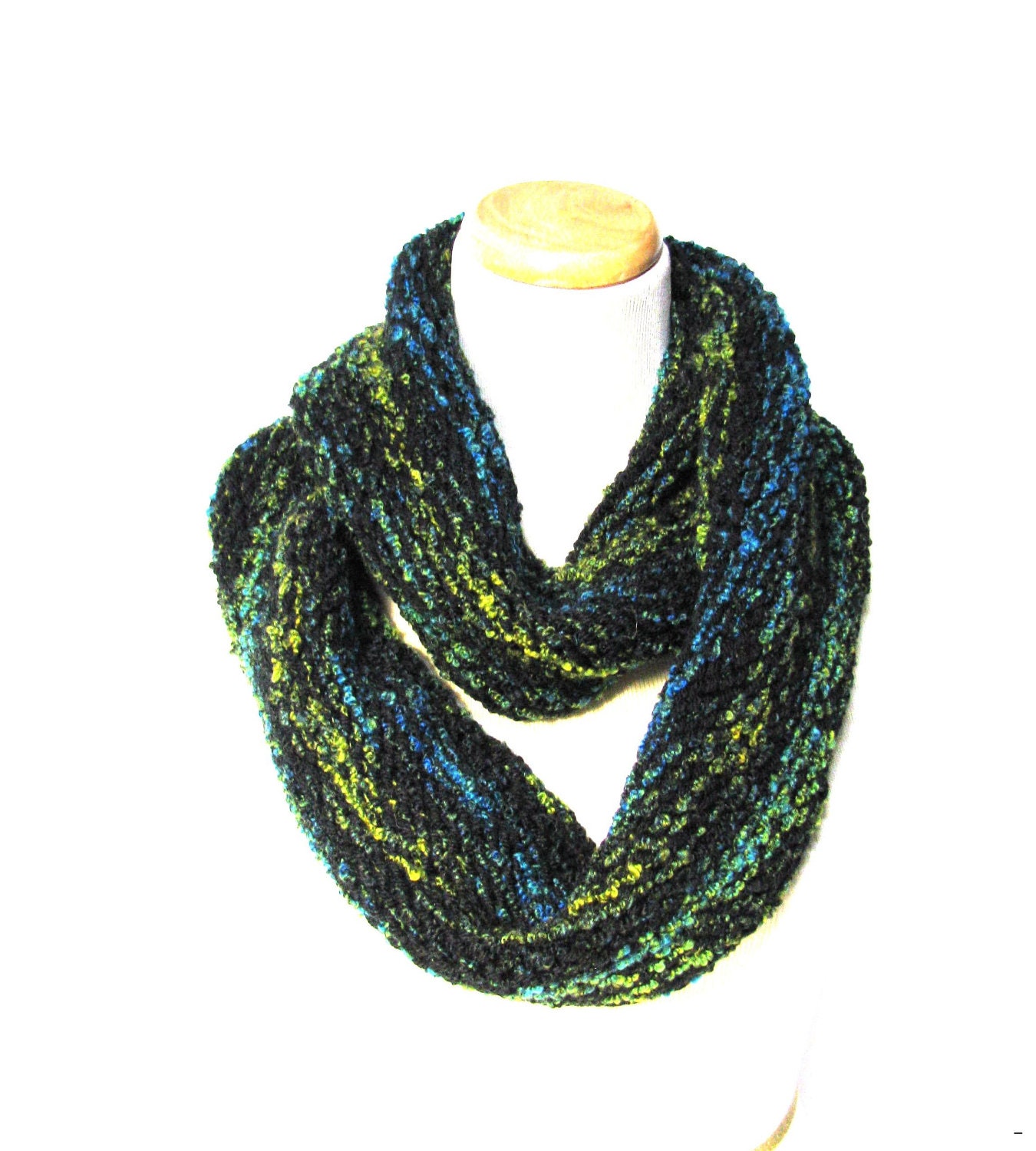 Infinity Scarf - Green Blue Black - Cowl Circular