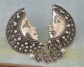 THE MOON GODDESS vintage find sterling silver earrings