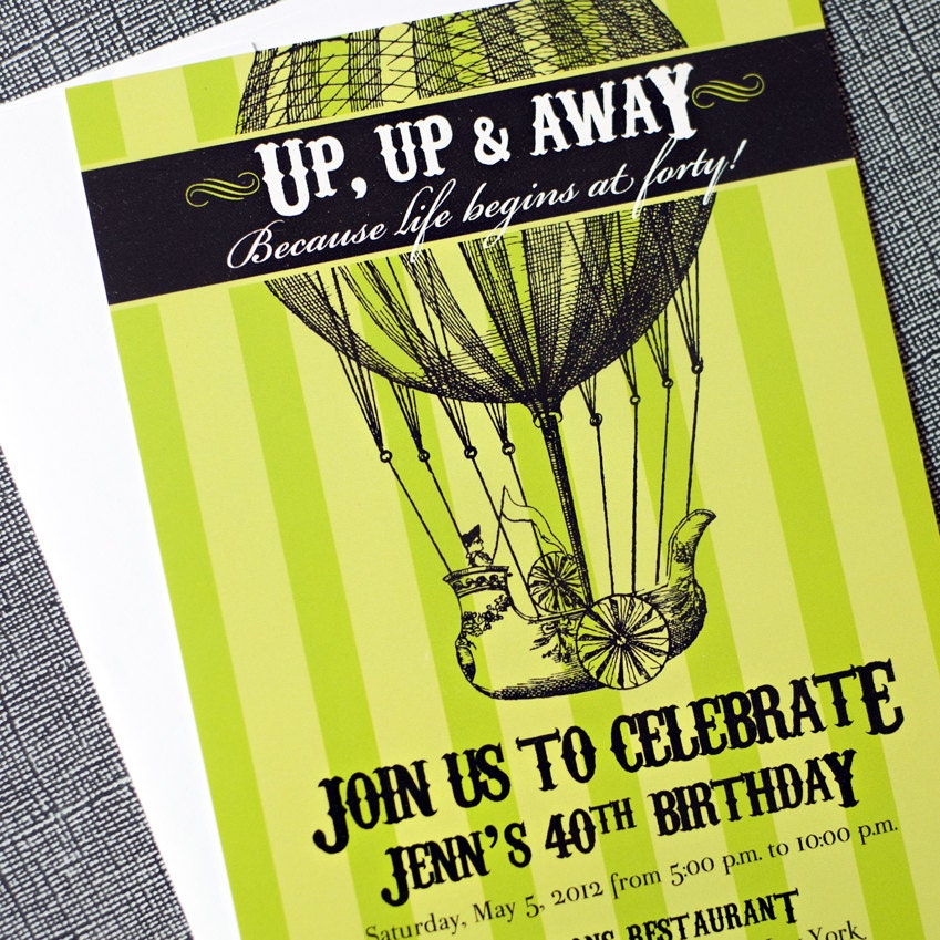 Printable Vintage Balloon Birthday Invitations
