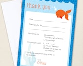 Goldfish party - Set of 15 custom thank you cards - Printable file also available