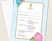 Luau theme party - Set of 15 custom thank you cards - Printable file also available Il_170x135