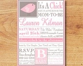 Girl Baby Shower Invitation-Digital Custom Card-It's a Chick