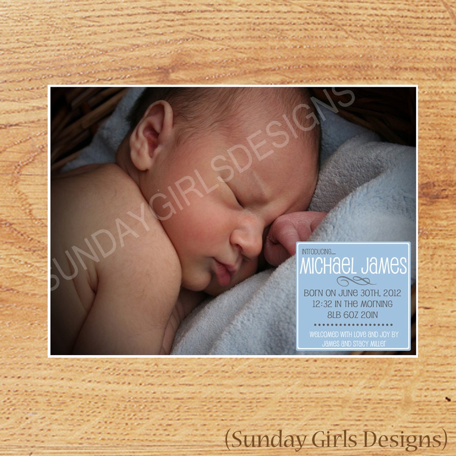 Birth Announcement-Printable Custom Card-Newborn Baby-Introducing