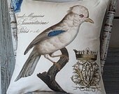 Cotton and Burlap Pillow Cover Burlap Pillow Winter Bird