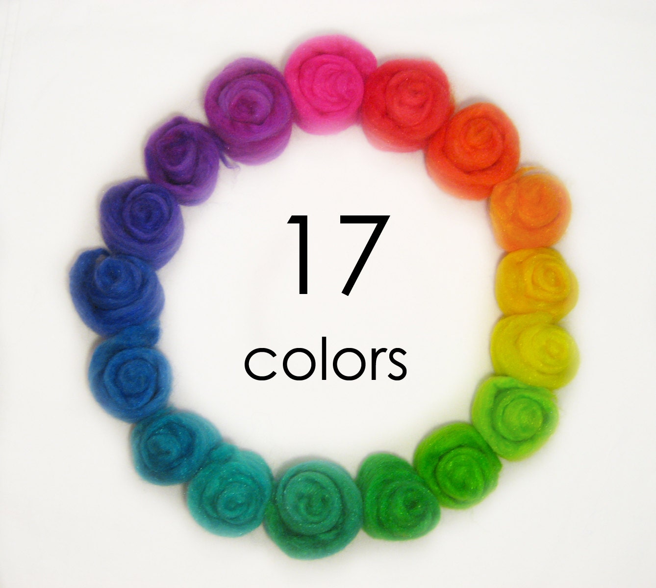 Corriedale Firestar Neon Rainbow Wool Roving Top - Corriedale Firestar 70/30 blend - 17 colors - 5 oz. (140g) - GLOWS under Blacklight