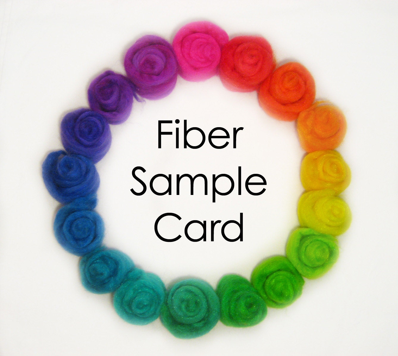 Neon Rainbow Wool Fiber Sample Card - 17 colors - hand dyed - GLOWS under Blacklight - Free Shipping to USA