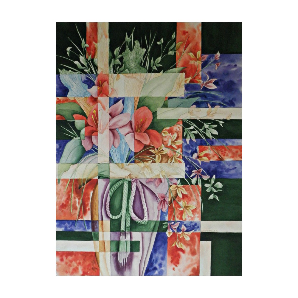 Shattered Reality XVIII (Vase of Purple and Orange Flowers)  - Limited Edition Giclee