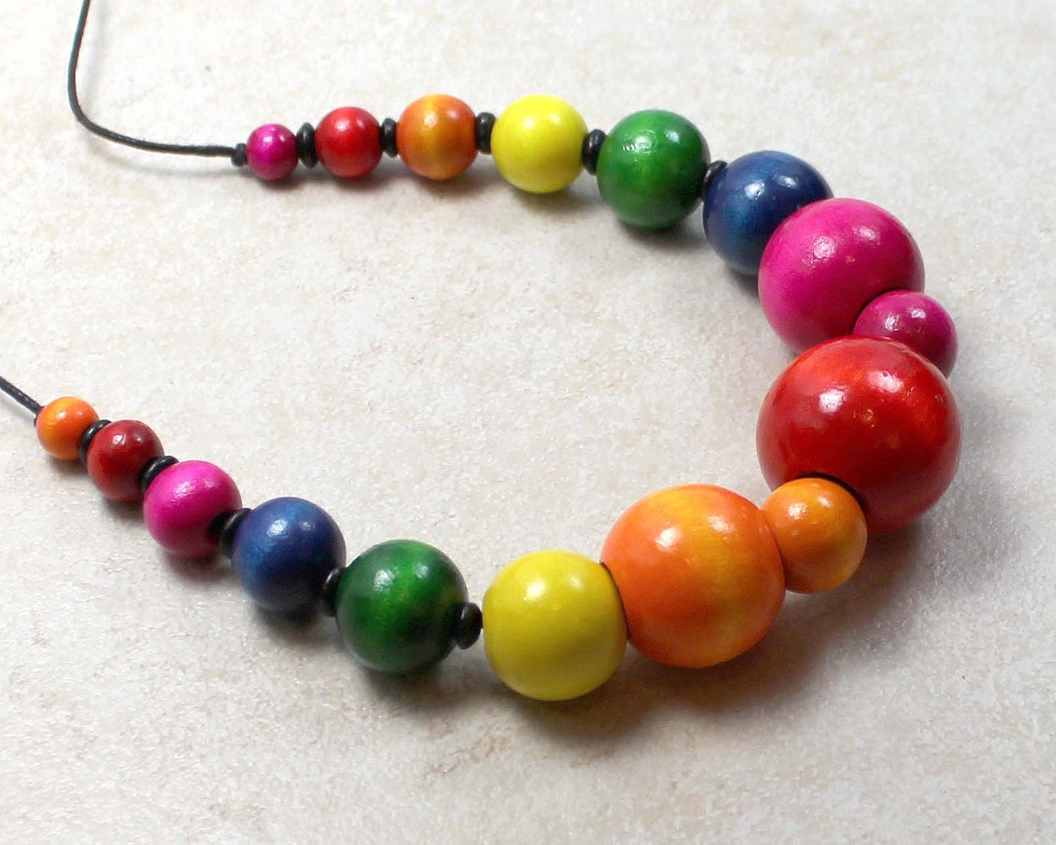 Nursing Necklace with Rainbow Wooden Beads Breastfeeding Baby Wearing
