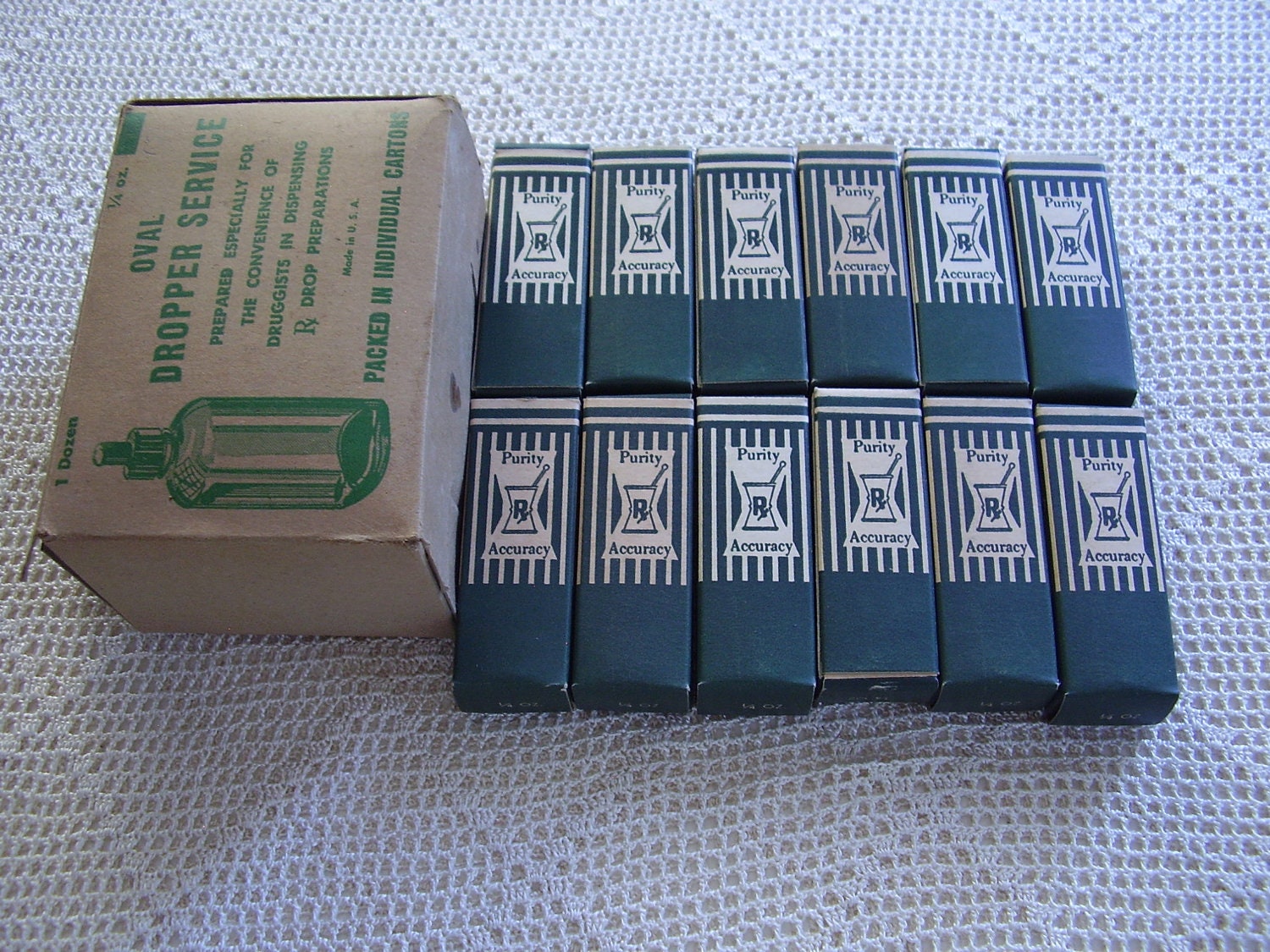 Vintage Bottles Brown Oval Dropper 12 Pc