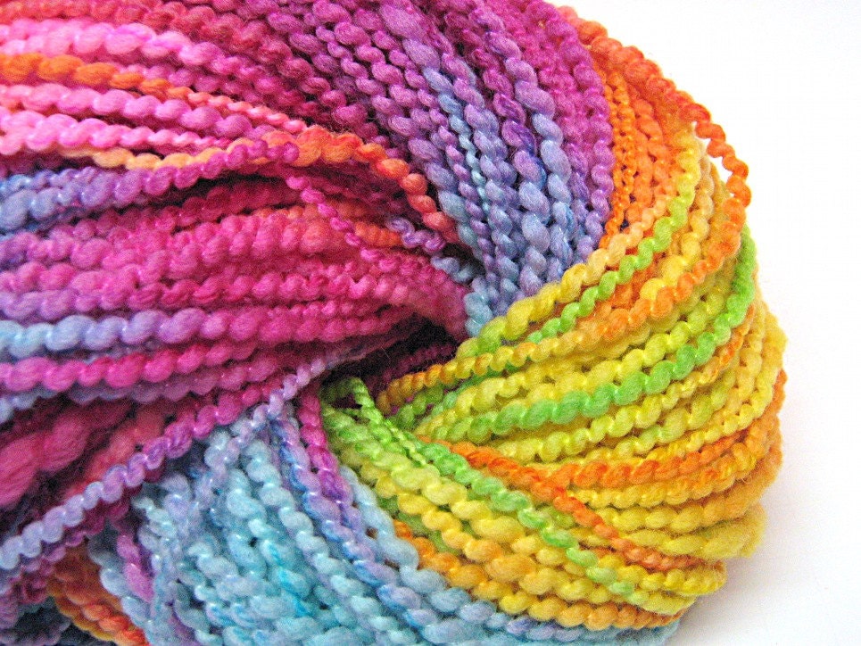 Chunky two ply rainbow yarn in handpainted thick and thin merino wool - 135 yards, 3.7 ounces/104 grams