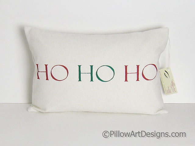 Ho Ho Ho Christmas Decor Pillow Cover Hand Painted