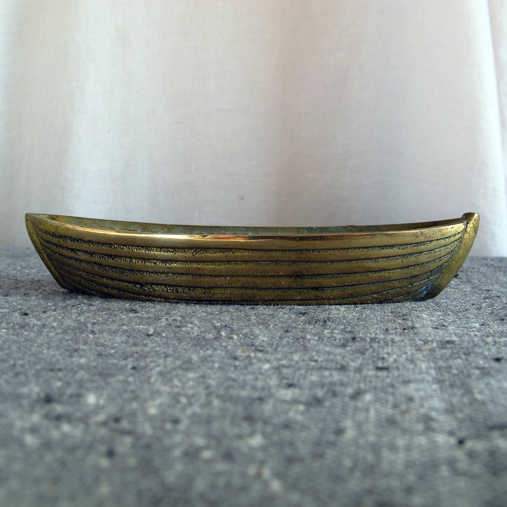 Desk Canoe Cast Brass Silver 1920s 1930s