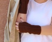Chocolate Brown Fingerless Gloves for Men or Women - Crochet Fingerless Gloves, Wrist Warmers, Arm Warmers, Fingerless Mittens