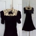 Vintage 1940s Dress 40s Dress Black Velvet Cocktail Semi Formal Lace Party Size Small