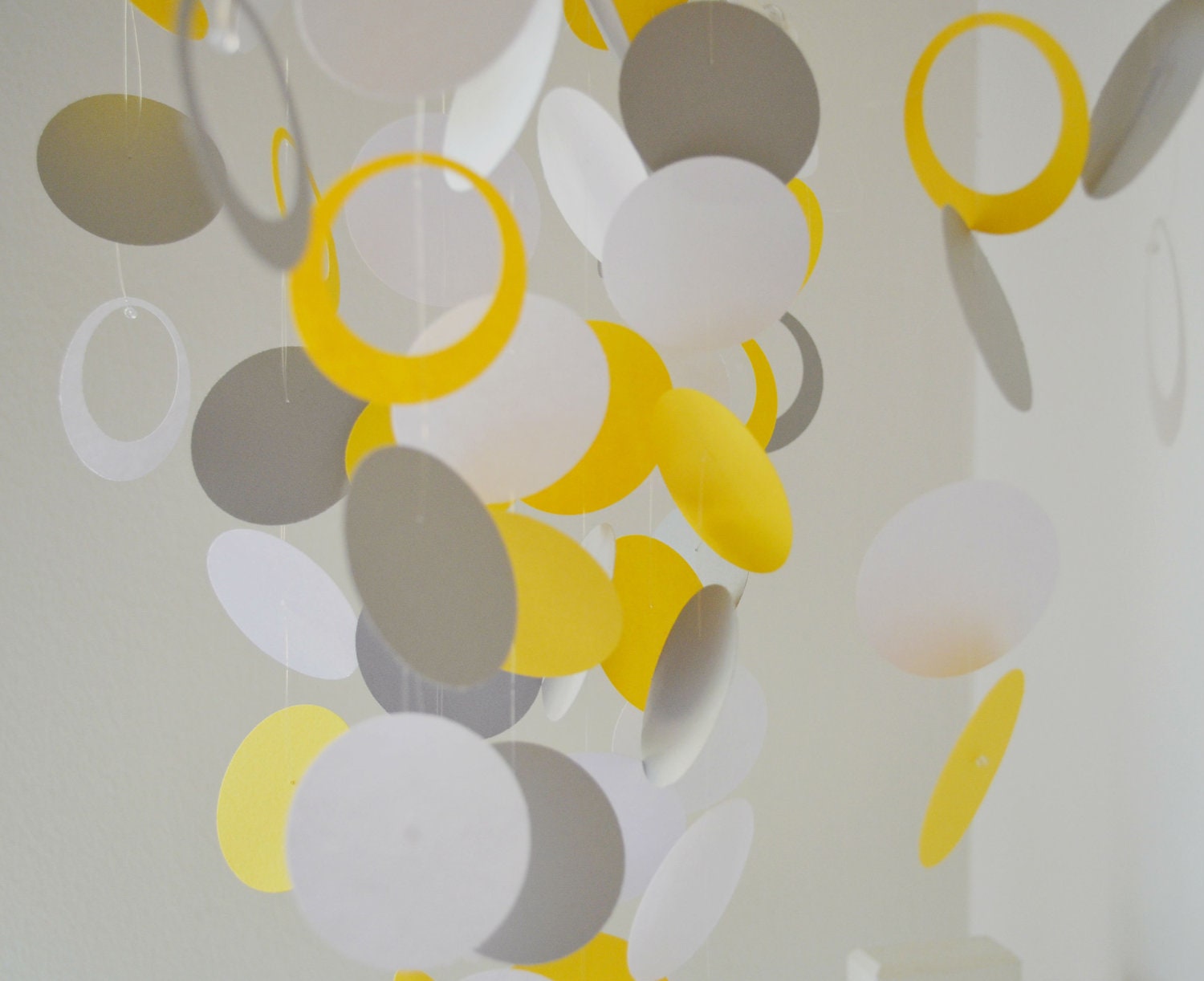 Yellow, Gray and White Handmade Baby Mobile  - Medium