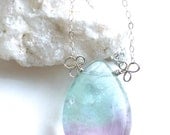 large focal fluorite & sterling silver 'petal' necklace