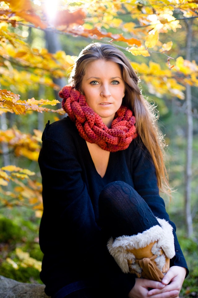 Autumn Flame Hoopla Crochet Scarf
