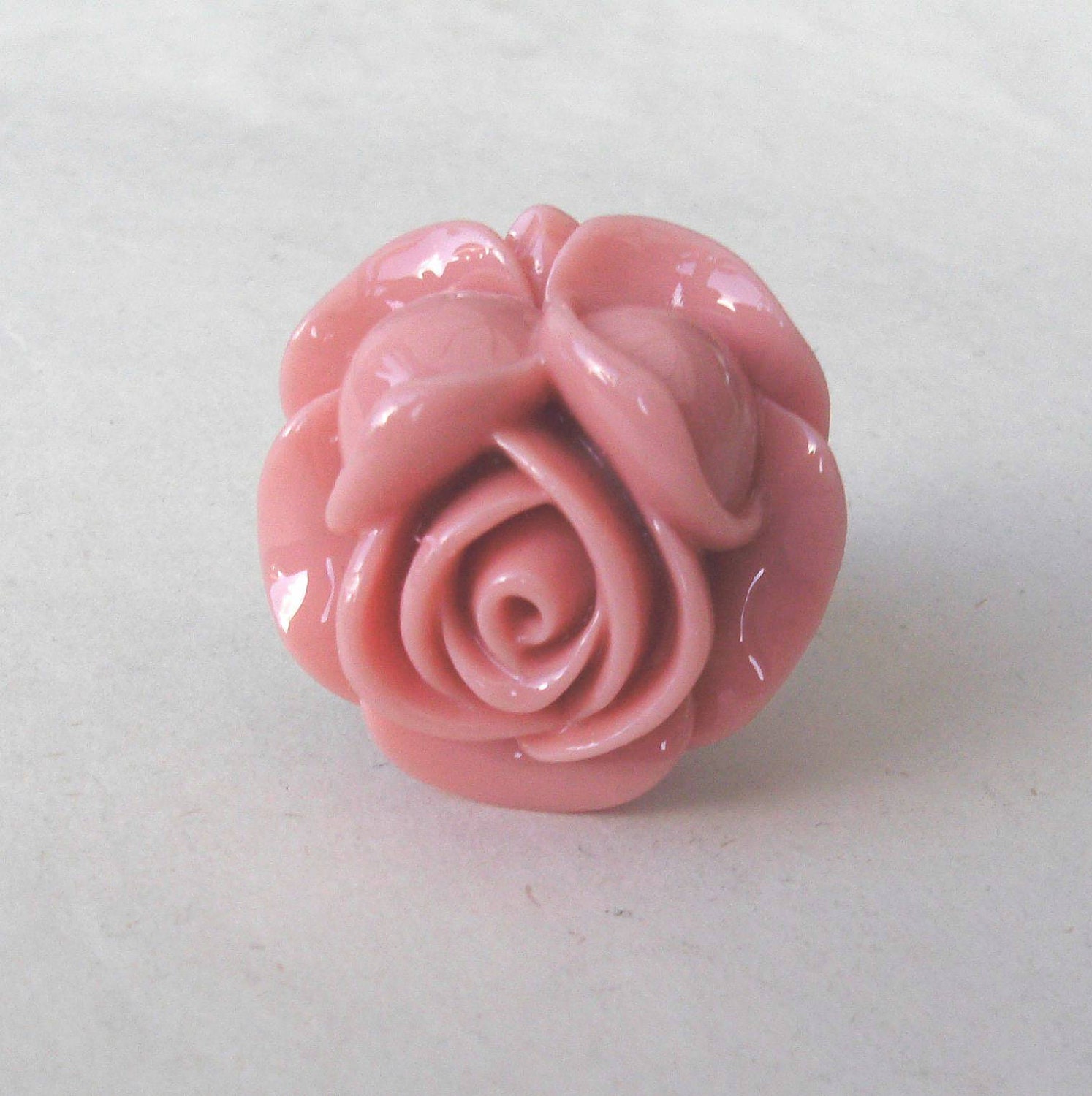 Big Pink Rose Ring, Adjustable, Dusky Pink Rose, Statement Ring, Pink Flower Ring