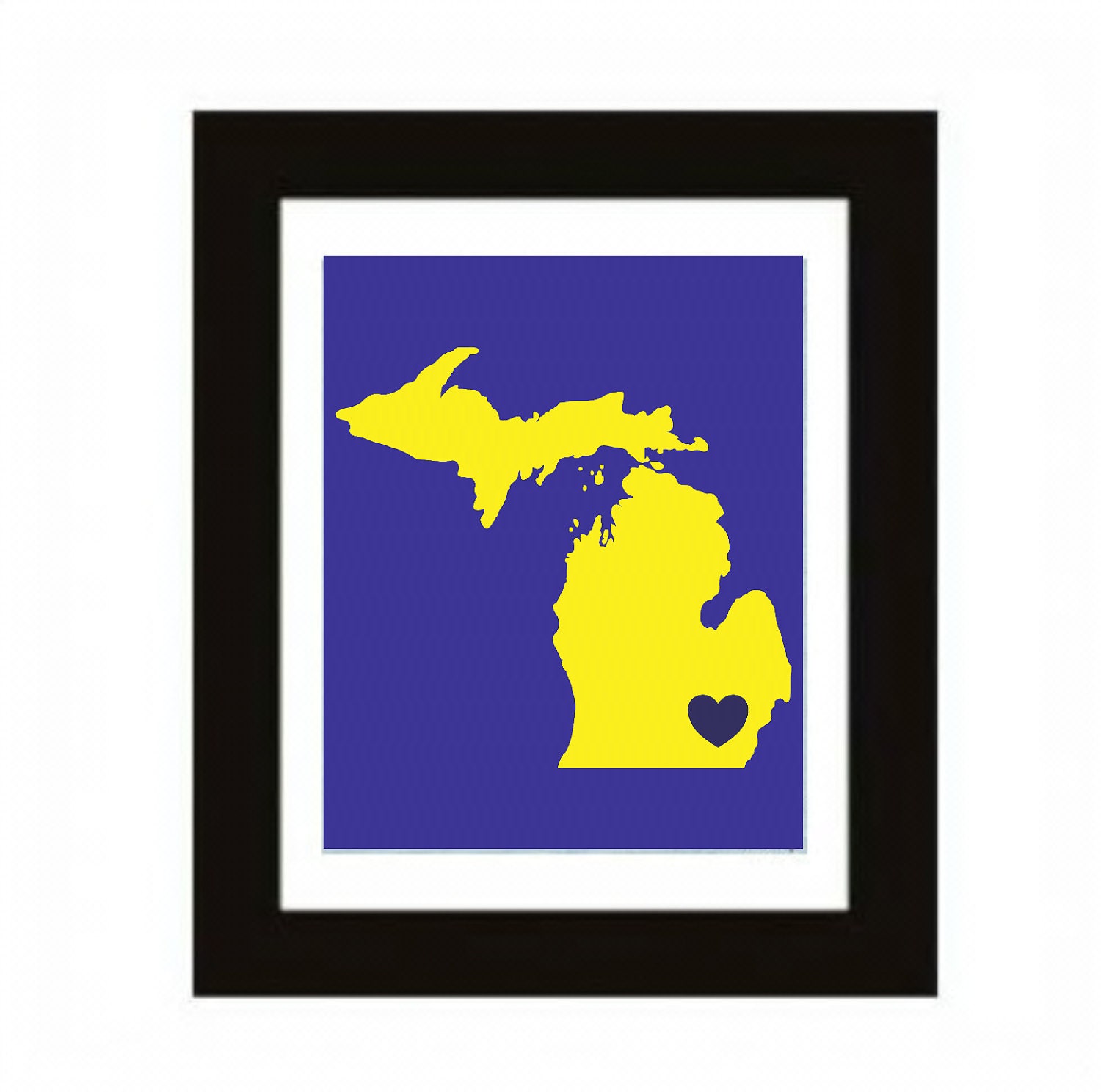 home is where the heart is - ANN ARBOR MI - custom city state map print