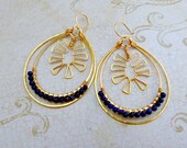 Love Me Some Red Hot Chili Peppers - Hand-Forged 24k Gold Plated and Lapis Hoop Earrings