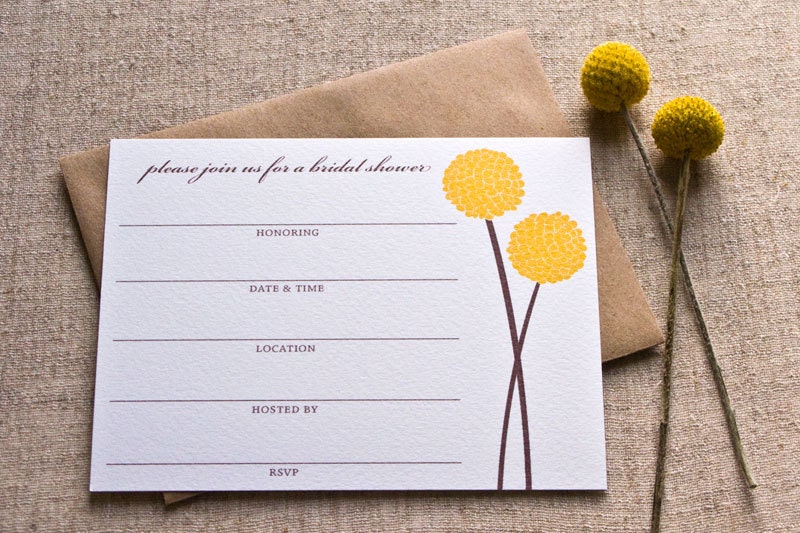 Billy Button Bridal Shower Fill In Invitations, Set of 8
